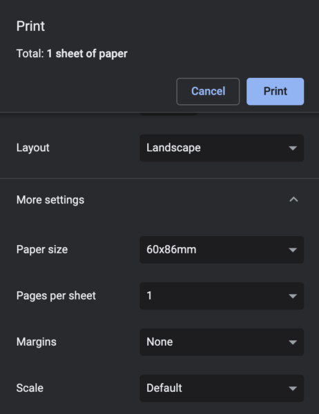 Printing Settings